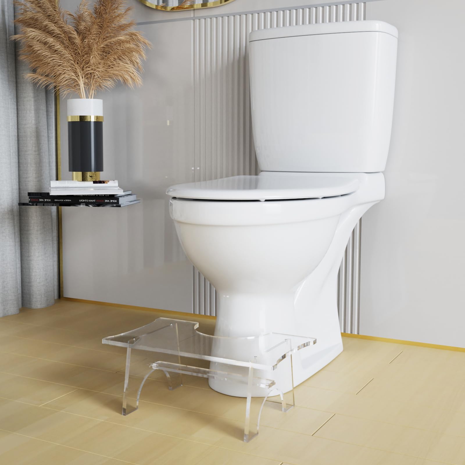Tabouret de Toilettes en Acrylique, Tabouret de Toilette pour Adulte et Enfants, Marches Toilette Physiologique,Repose Pied Toilette pour WC Constipation,Simple Bain Toilettes Tabouret