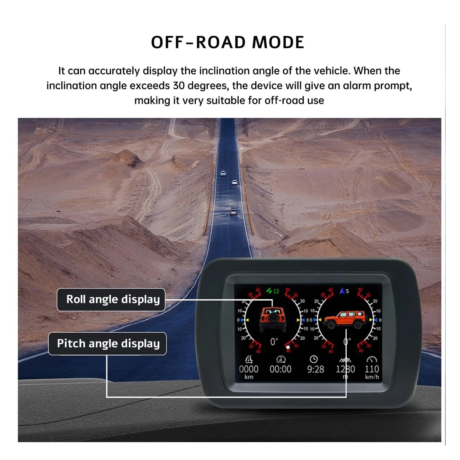 A65 Wyświetlacz Head Up GPS Off-road Wielofunkcyjny Sygnał Satelitarny OBD HUD Cyfrowy Wyświetlacz Miernik Kompas Inklinometr Prędkościomierz dla wszystkich pojazdów(OBD)