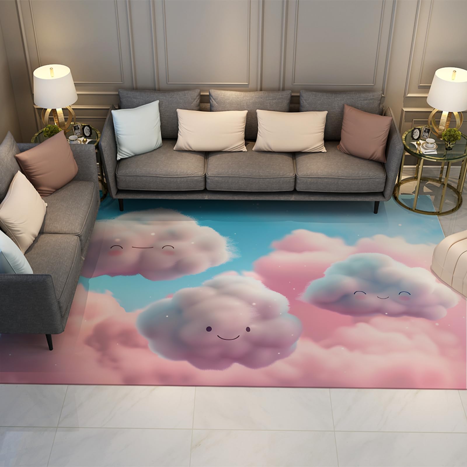 Tappeto caldo e morbido per la cameretta dei bambini Tappeto a forma di nuvola carina pelo basso lavabile in lavatrice Tappeto per ragazze per stanza dello studio della scuola materna 120x150cm