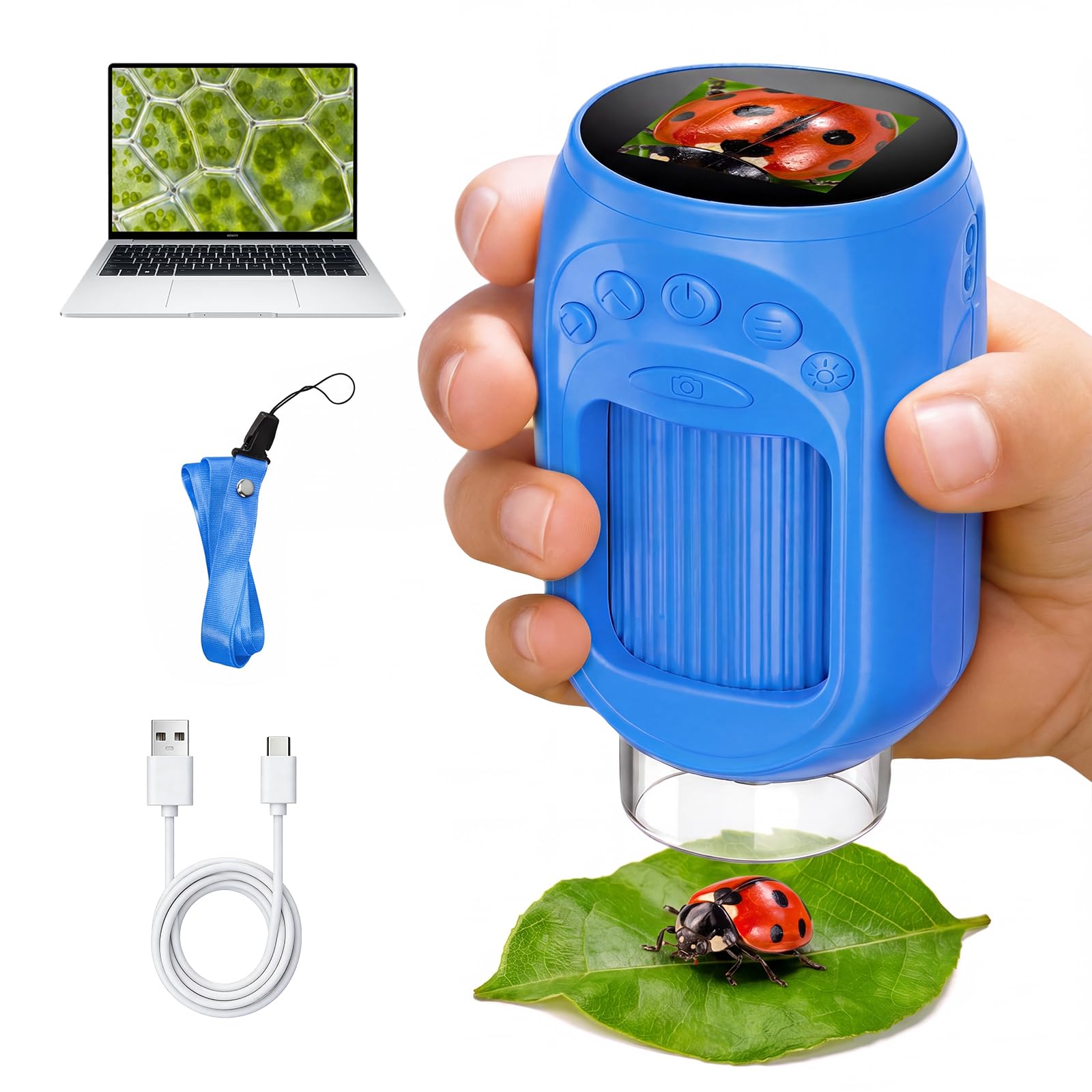 GMYGBY Microscope for Kids,Pocket Kids Microscope with 1000X & LED Light