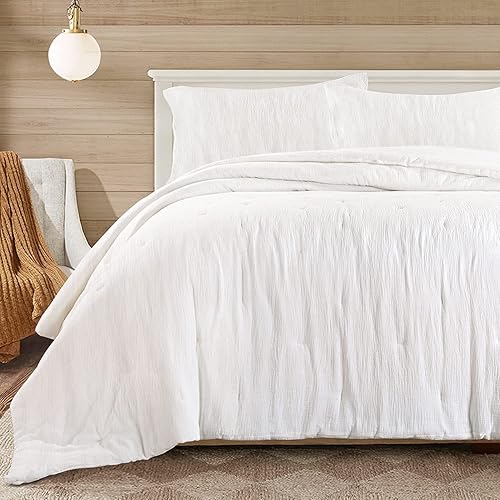 HOMBYS Edredón de muselina 100% algodón tamaño Queen 88x88, edredón ligero y transpirable con relleno alternativo al plumón, edredón suave de gasa