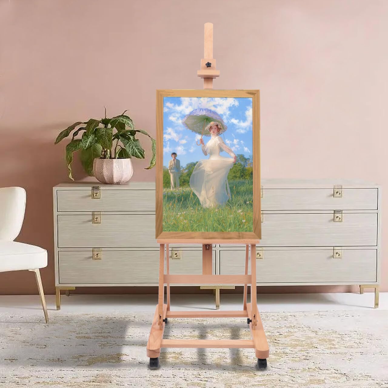 Caballete de madera portátil, ajustable, pintura artística, marco en H, pintura móvil, fácil de pintar, publicidad exterior, adecuado para niños y adultos, caballete de artista