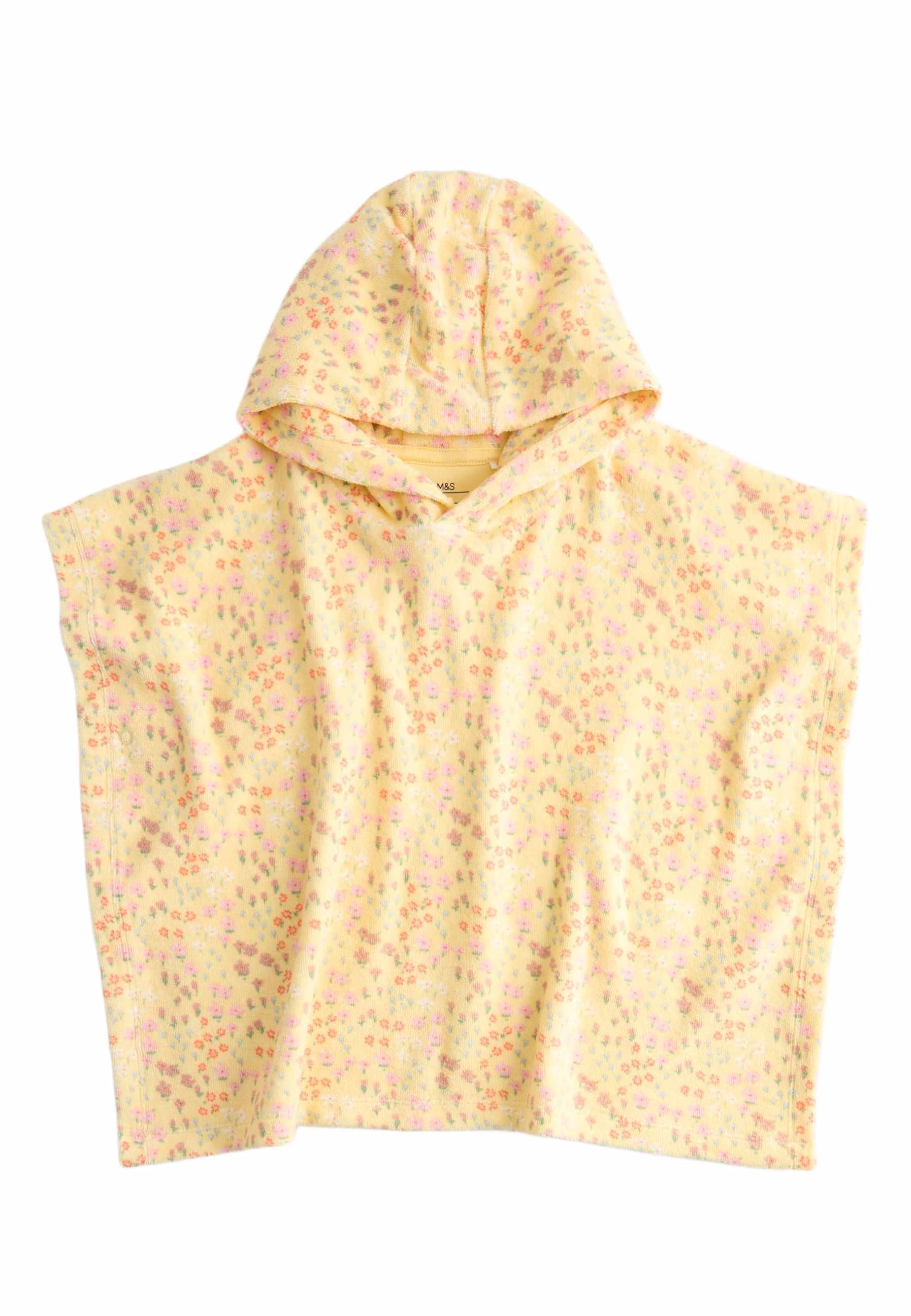 Marks & Spencer Poncho Toalla de Algodón Puro con Estampado de Flores para Bebé, Diseño con Capucha