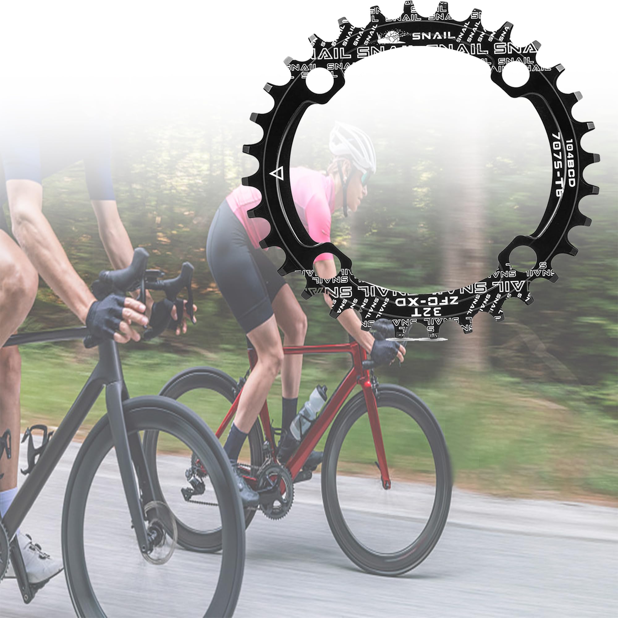 YUEMING Zębatka łańcuchowa rowerowa, 104 BCD 32T, wąska szeroka, pojedyncza prędkość, do większości rowerów, rowerów wyścigowych, górskich