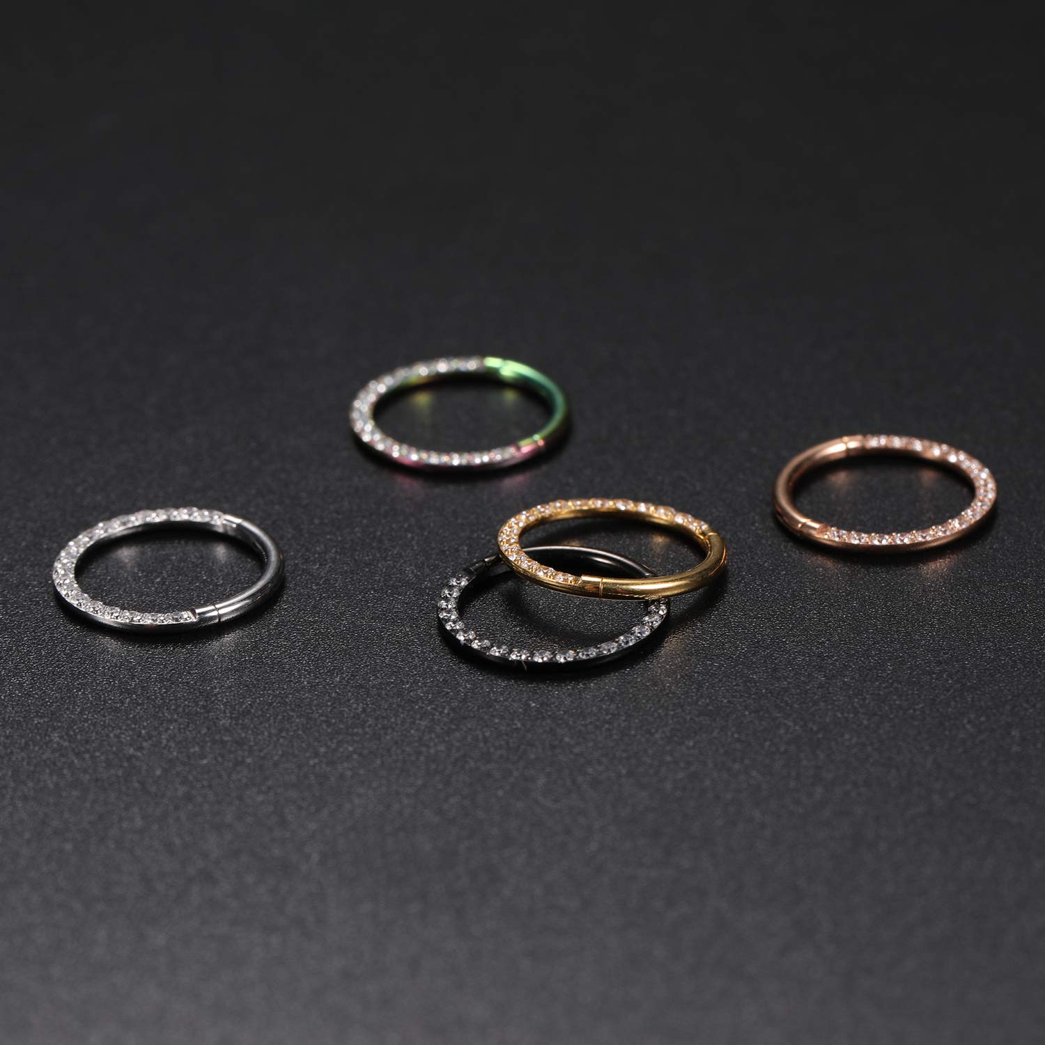 AROWRO 18G 16G 14G Nose Hoop Ring Septum Clicker Earrings CZ Opal Cartilage Conch Helix Tragus Hoop Earrings Daith Piercing Jewelry 316L Surgical Steel — view 2