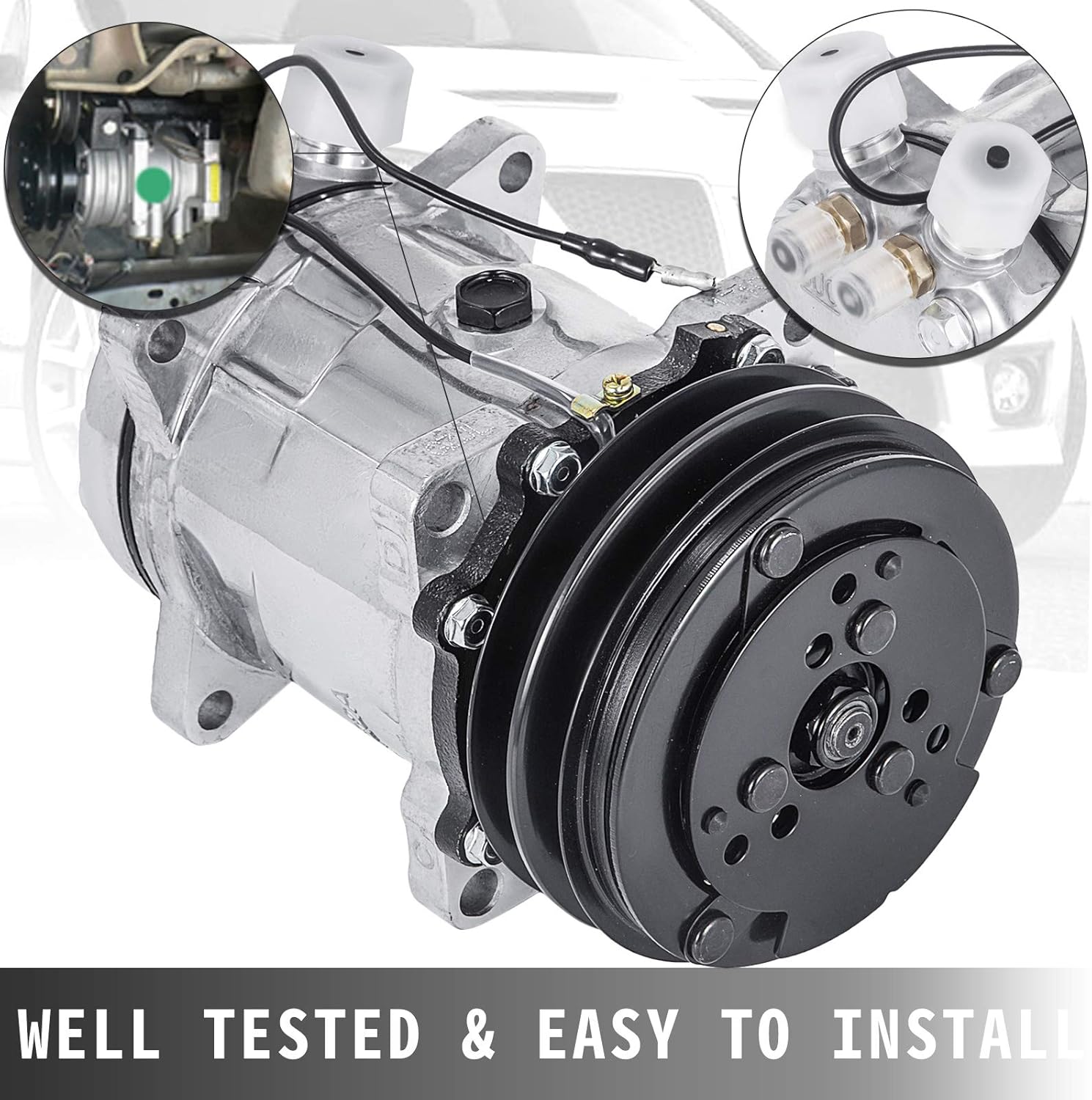 AC Compressor & Clutch Replaces Sanden SD508 Model for CO 4510C Freightliner ABPN83304052 Mack 4510SAN 304052 Kenworth 4509 4510 6626 6664 6668