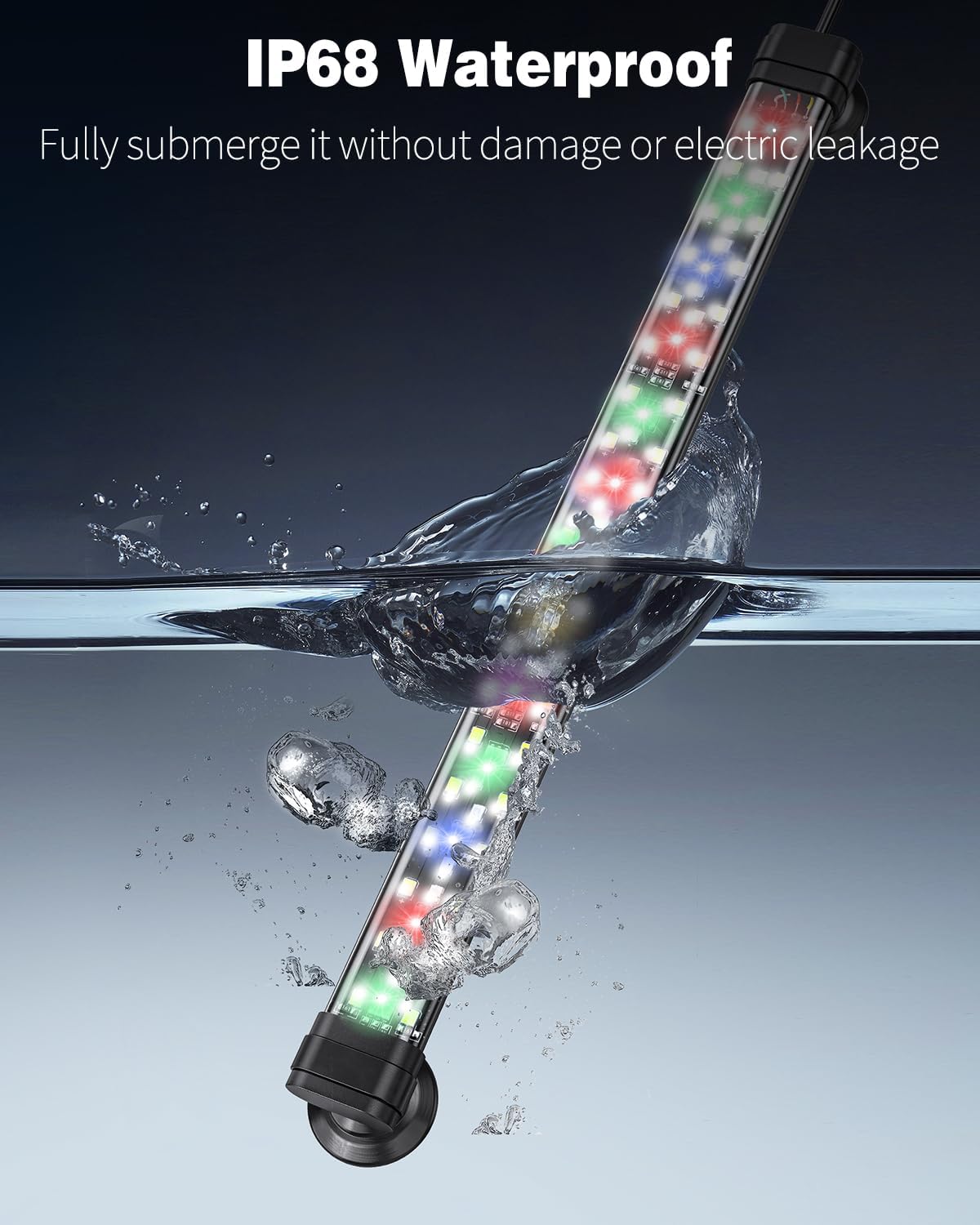 Pawfly 30cm LED Acquario Luce per vasca per pesci 24/7 con spettro completo di luci brillanti bianche blu rosse verdi LED multicolore con modalità D/N Effetti monocolore Timer e luminosità regolabile