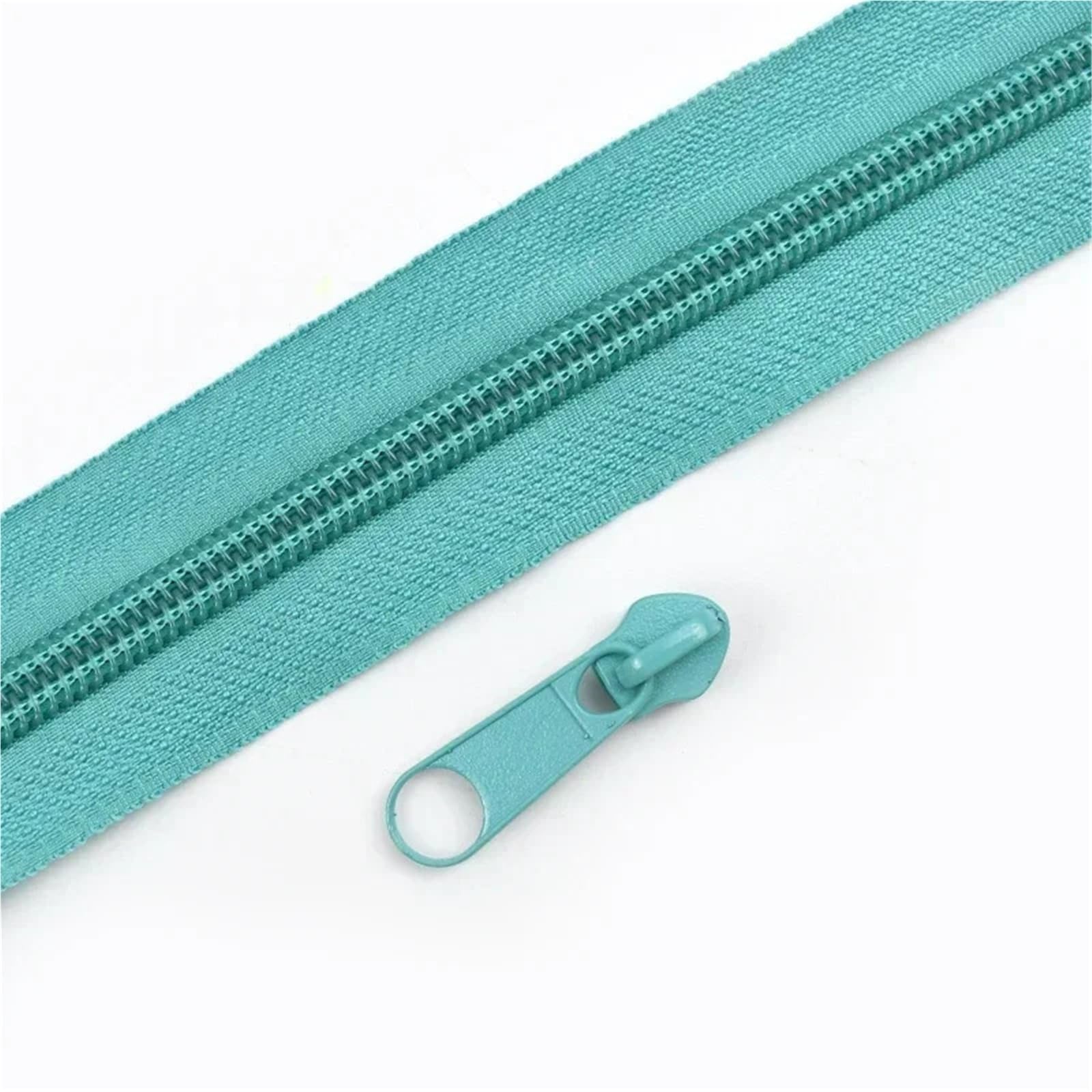 Zips for Sewing 2/5/10/20M 3# 5# Rainbow Nylon Zipper with Slider Bags Garment Decor Zip Closure By The Meter Zips Repair Kit Sewing Accessories Sewing Supplies(LakeGreen,2MZips 2PcsSliders,No5)