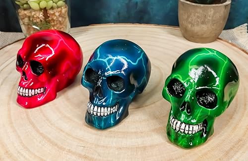 Miniatura 3 de Ebros Gift Rock and Roll Metallica Thunder Storm Lightning Bolts Colorful Skulls - Juego de 3 figuras de esqueleto con cabeza de esqueleto, cráneo