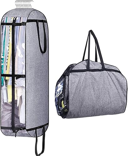 Miniatura 9 de Bolsas de ropa para colgar ropa, cubierta antipolvo de ropa para almacenamiento en armario, protectores de ropa plegables con cremallera completa