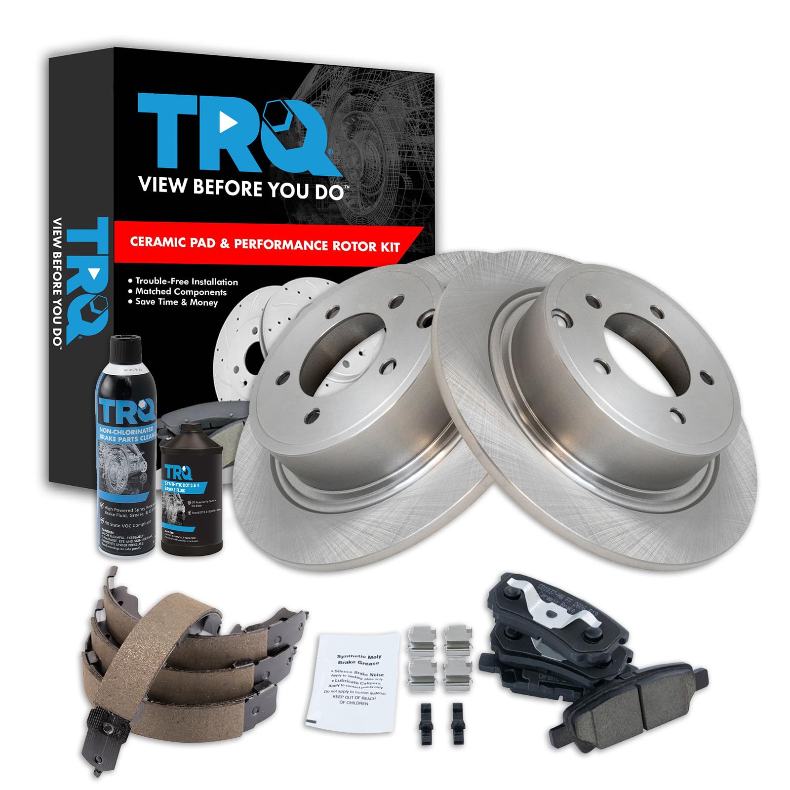 TRQ Rear Brake Pad &amp; Rotor Kit Compatible with 2017 Jeep Patriot Compass 2013 Chrysler 200