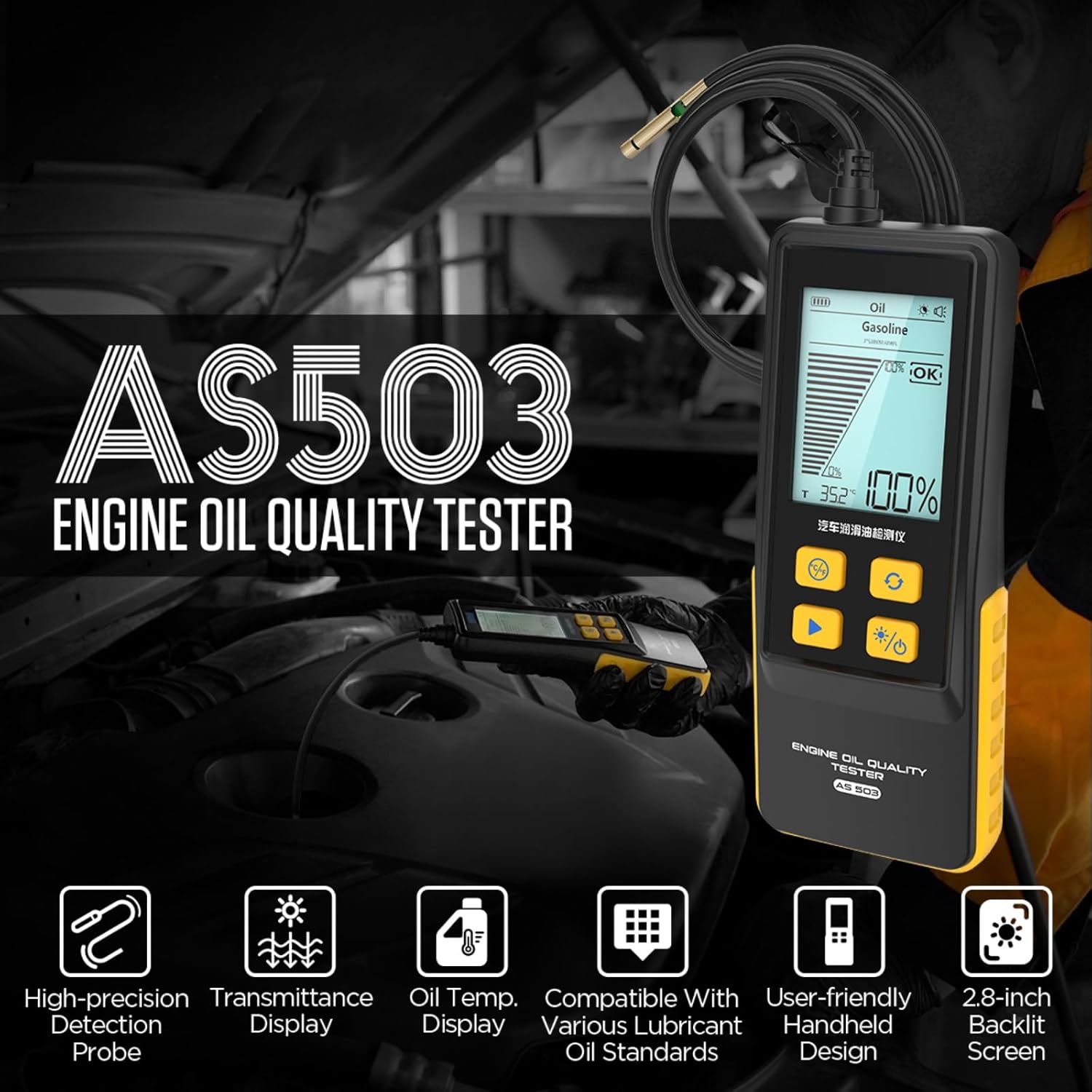 AUTOOL AS503 Engine Oil Quality Tester Lubricating Oil Quality Analysis For Petrol Engine Or - View #7