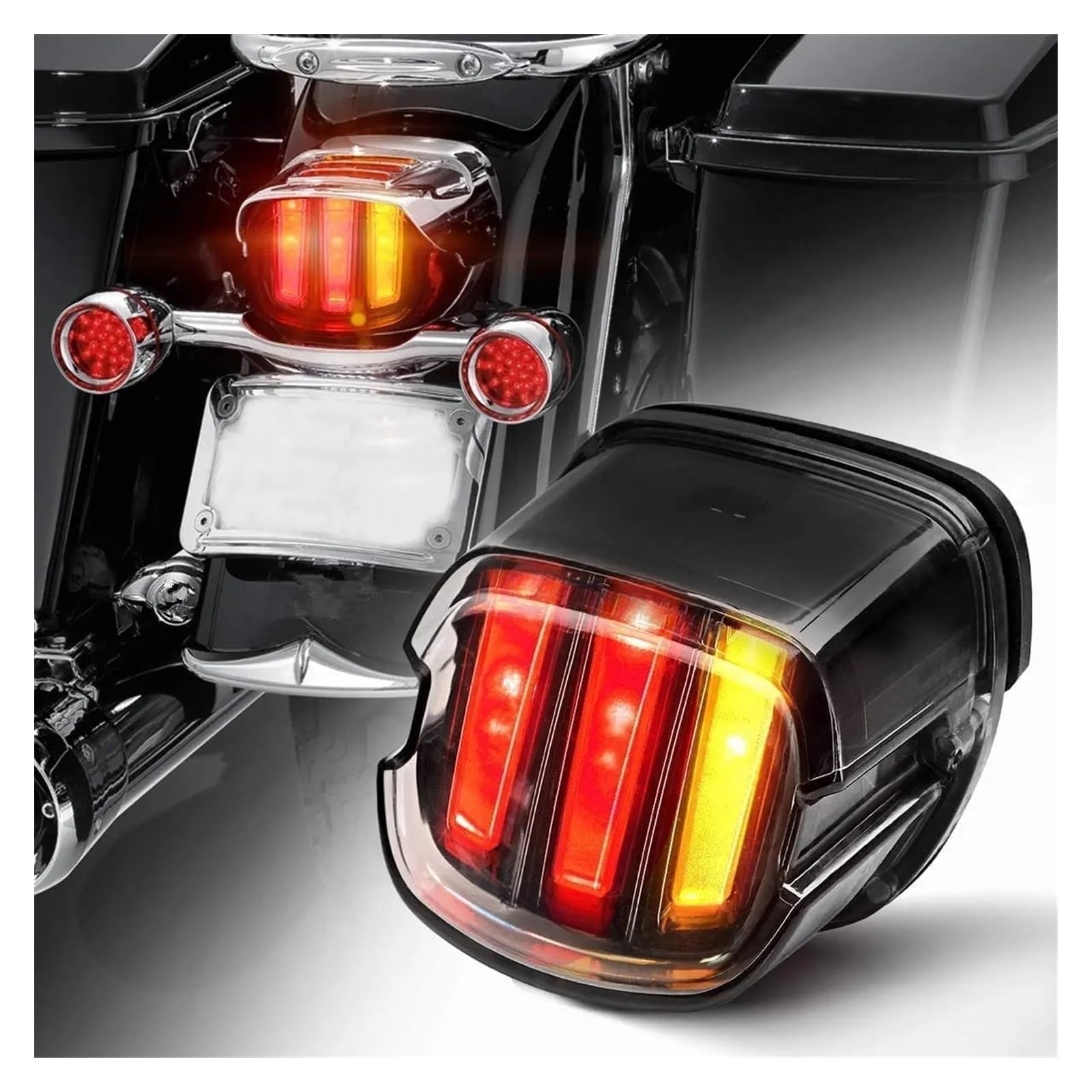 Indicateur Lumineux Moto Feu Arrière De Frein LED pour Motos, Clignotant Arrière pour Sportster pour Dyna pour Fatboy pour Softail pour Touring Glide King