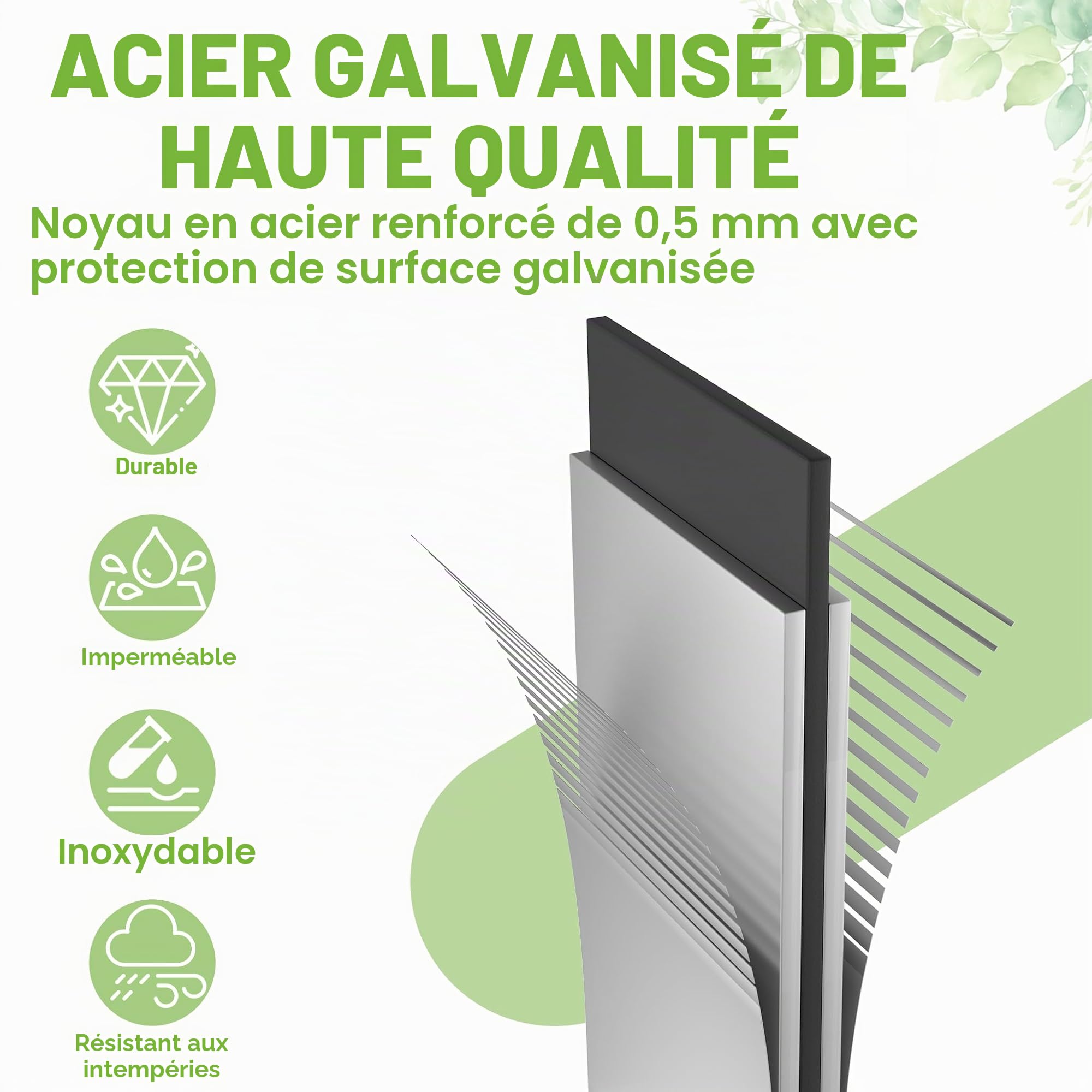 FIVMEN Jardinière surélevée - 120 x 60 x 58 cm - En acier galvanisé - Grande jardinière extérieure - Pour jardin, balcon - Rectangulaire - Pour jardin, balcon, noir