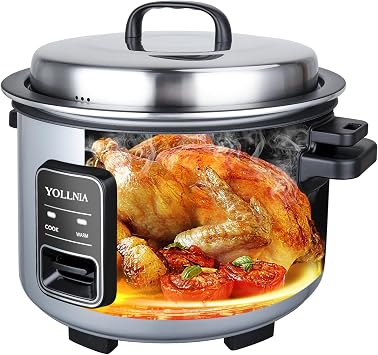 15L Commercial Rice Cooker 84 cupCooked Extra Large Rice Cooker | 24-hour Keep Warm| One Touch Operation,Food Warmer with nonstick pot |1350W Fast Cooking Electric Rice Cooker for Restaurant