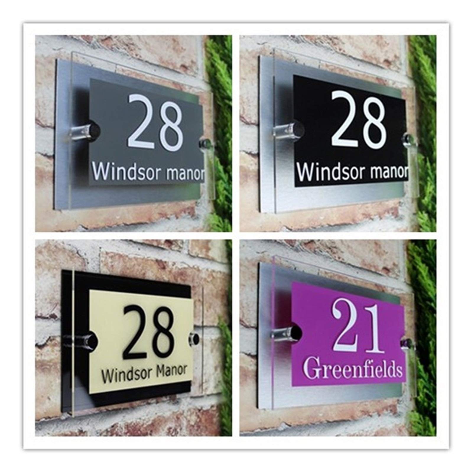 Numéros de porte modernes,Numéros de porte Nombre Transparent Maison Acrylique sur mesure Plaques signe Plaques Maison Signes avec des films en vinyle et en aluminium en plastique Panneaux d'Accompagn