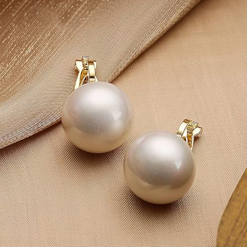 Tonluyax White Pearl Clip On Earrings For Women 12 Mm Simple Pearl Clip Stud Earrings Faux Earrings thumb #3