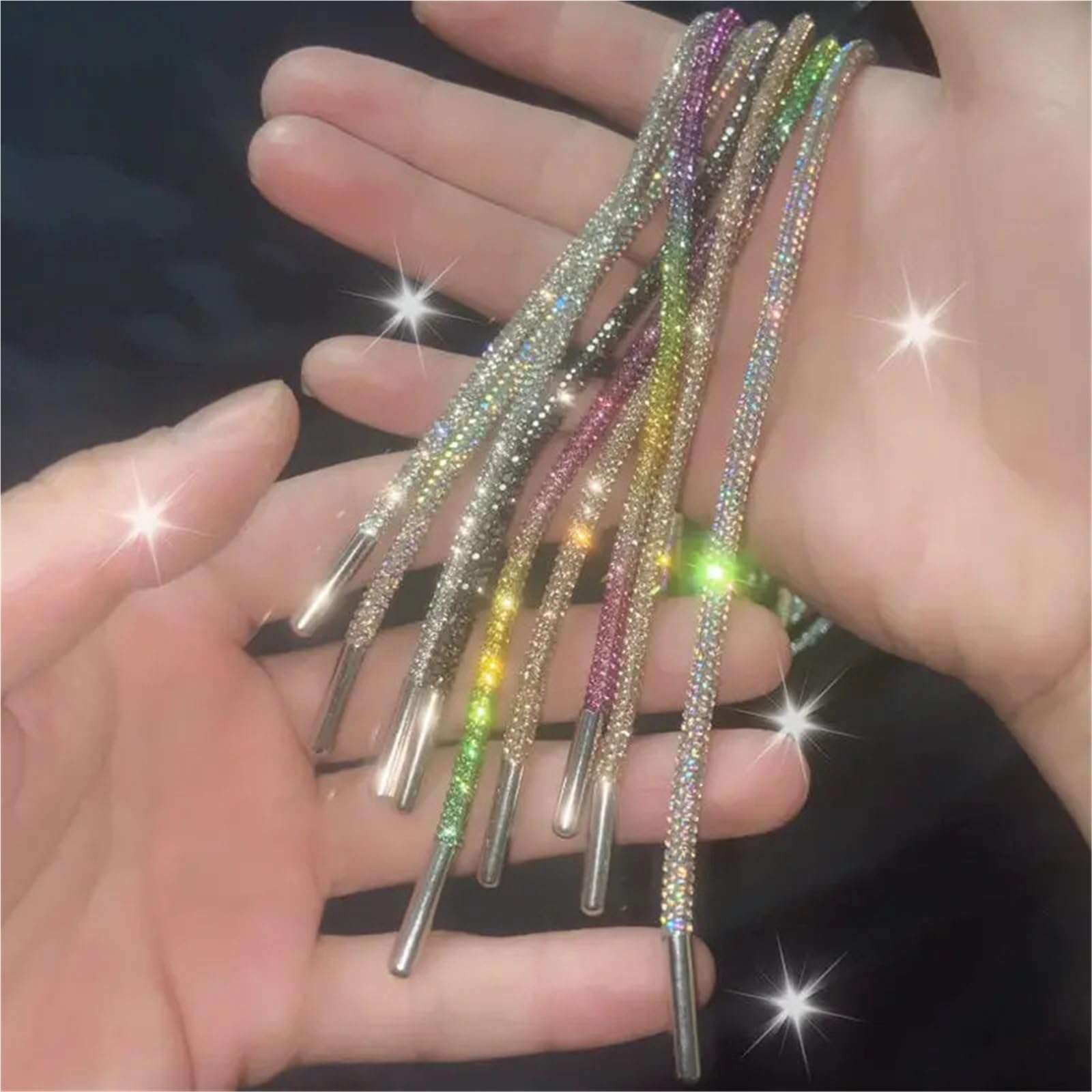 5Pcs Regenbogen Diamant Schnürsenkel Strass SneakersSchuhe Runde Für Sneaker
