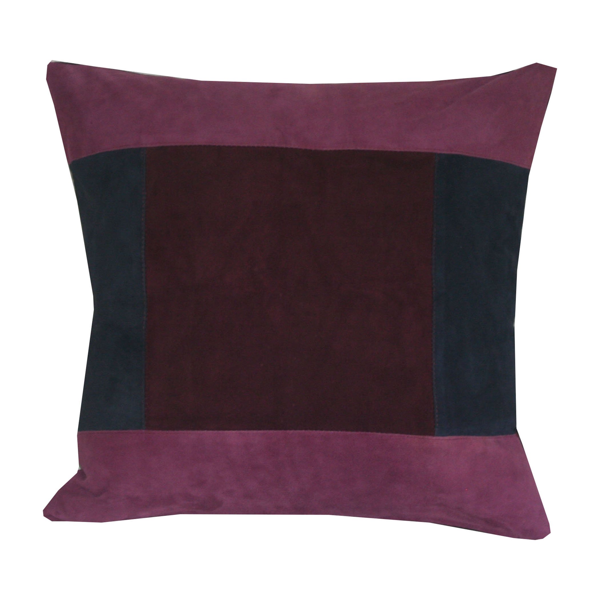 Genuine suede leather cushion cover in burgundy, light purple and navy blue. 18in x 18in or 45cm x 45cm