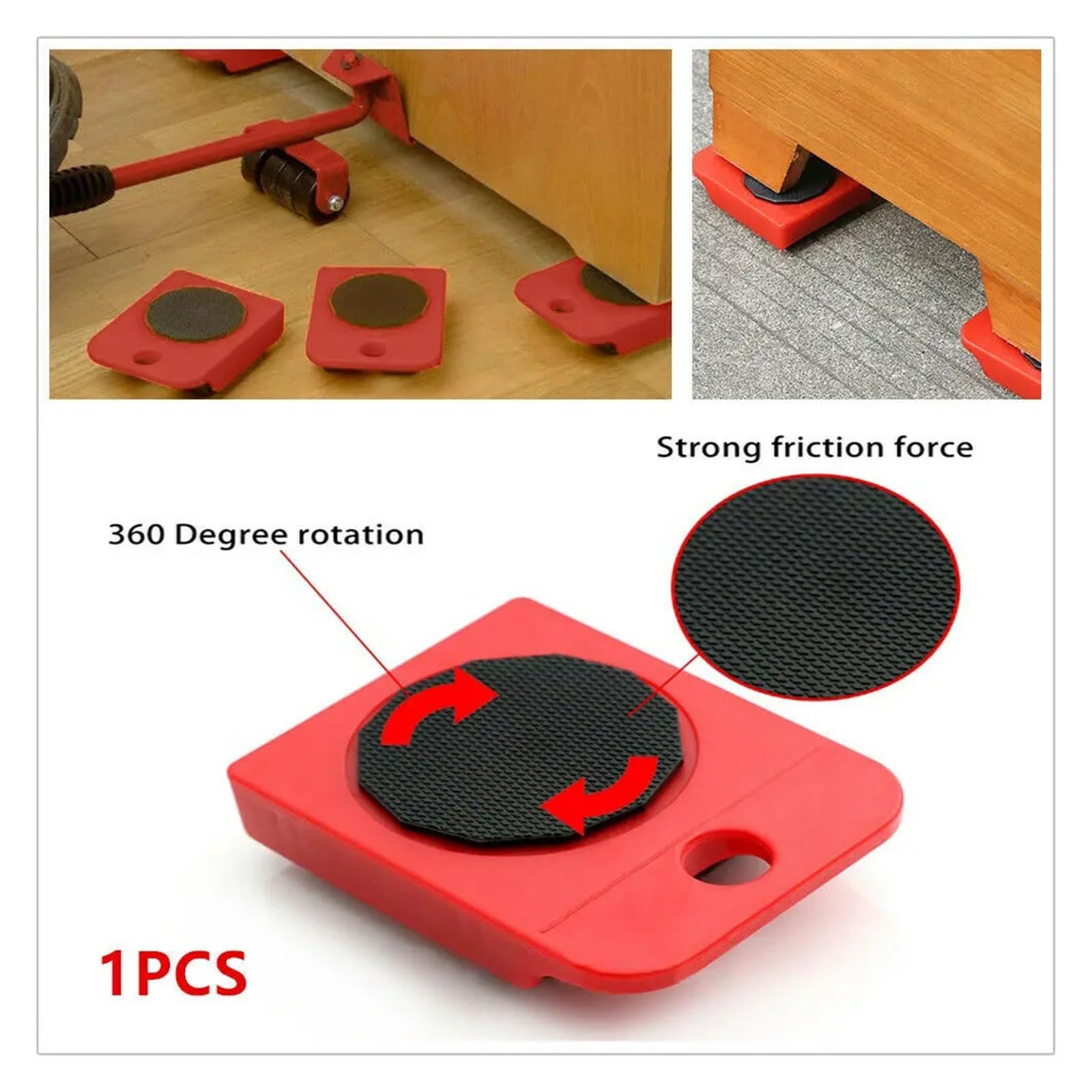 Confezione da 4 attrezzi per lo spostamento di mobili resistenti e carrelli rossi per un facile trasporto, perfetti per traslochi e per uso domestico, soluzioni di sollevamento e spostamento senza
