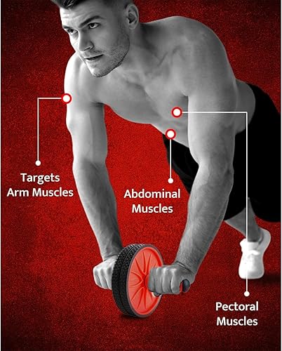 Miniatura 5 de WOD Nation Ab Roller - Negro y rojo, equipo de fitness moderno para gimnasio en casa y viajes, rueda de abdominales para entrenamiento y estabilidad