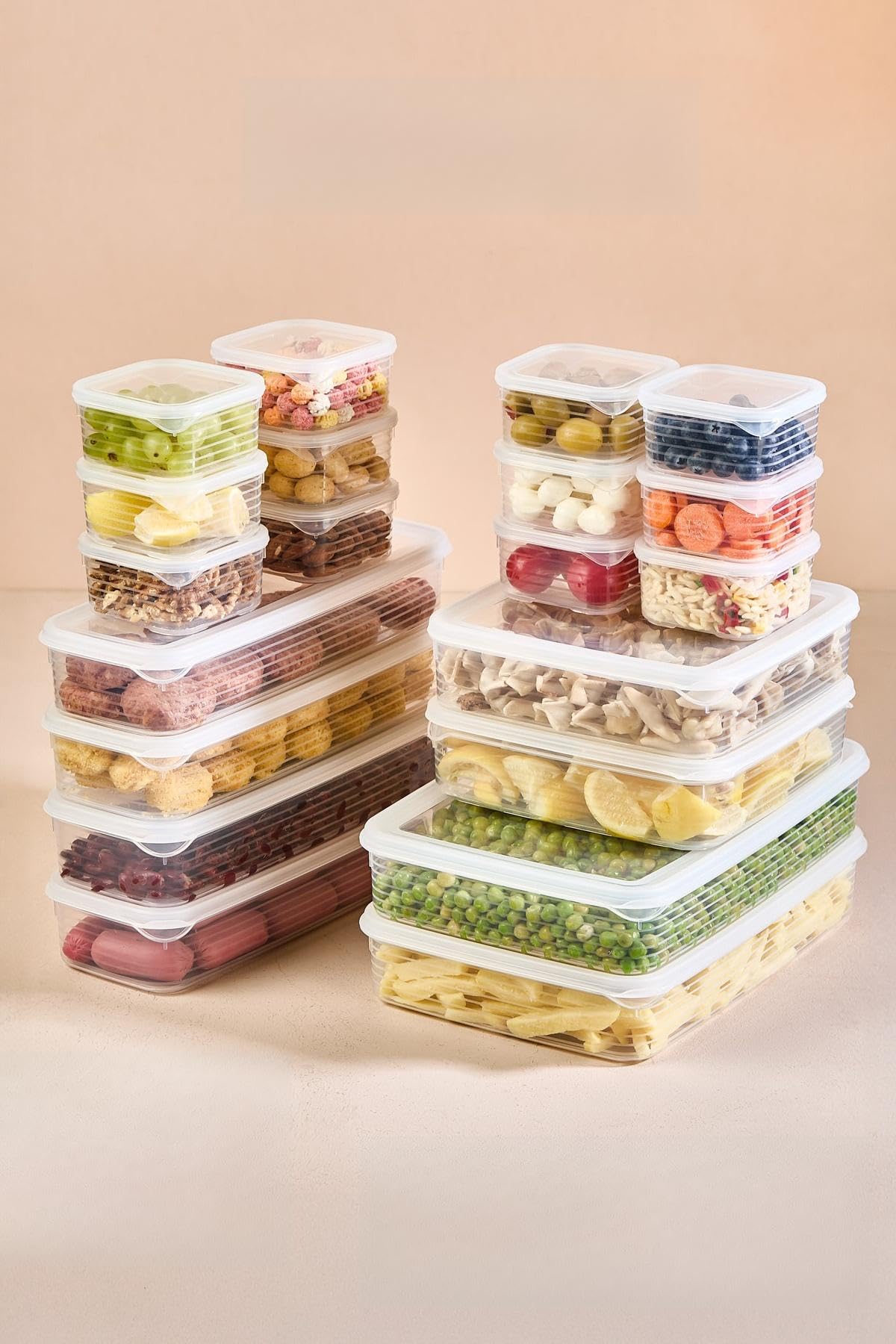 20-teiliges Frischhaltedosen Set mit Deckel – Vorratsdosen 250 ml, 1,2 L, 1,6 L & 2,3 L – BPA-frei, Mikrowellen-, Gefrierschrank- und Spülmaschinengeeignet