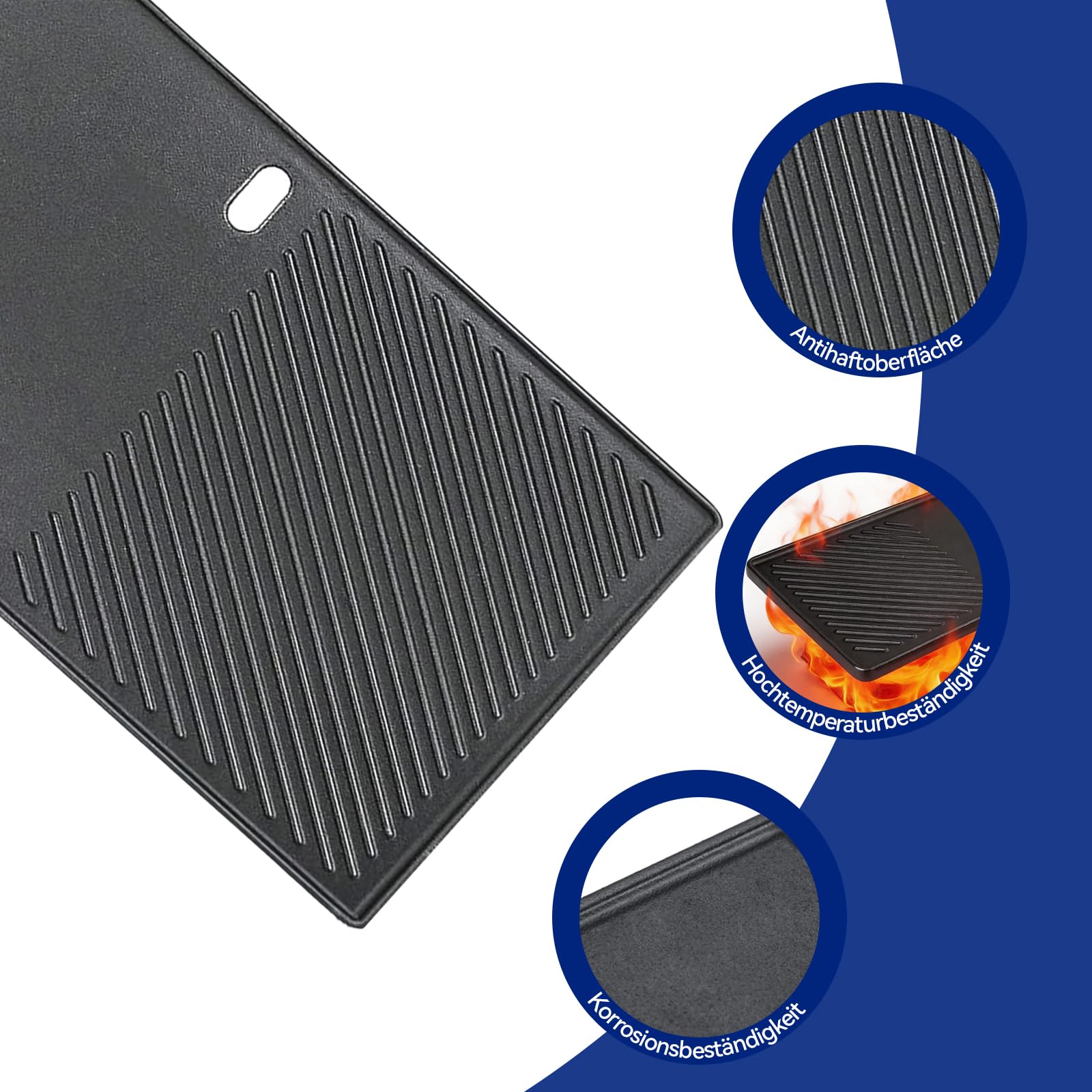 Gusseisen Grillrost & Grillplatte für Enders Boston 3, Enders Monroe Pro 3, Colorado 3, Charbroil, Landmann Triton 3 & 4, Barbecook Siesta 310 Gasgrill Zubehör, 43 x 63CM