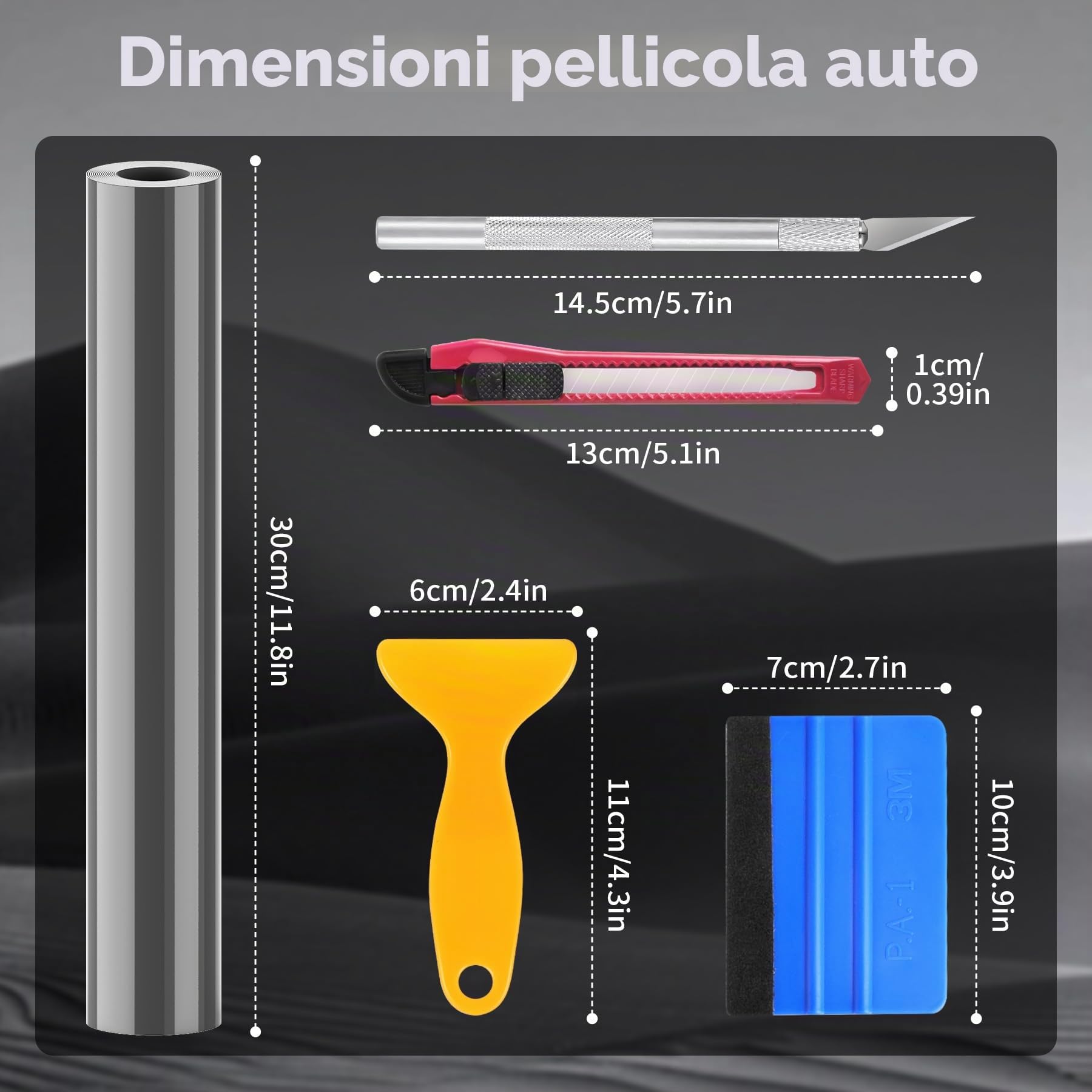 Pellicola per Fari Auto,TPH Pellicola,Pellicola per Tinte Autoadesivo per Auto Fendinebbia, Posteriore Antinebbia, Fanale Posteriore Nero Chiaro,200cm*30cm