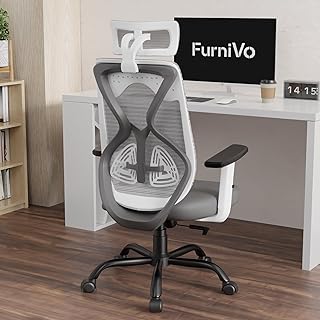 Titan Ergonomic Office Chair for Home & Office Adjustable Armrests 120 Recline Lumbar Support Thick Cushioned Seat Heavy-Duty Base 3 Years Warranty (White Grey)
