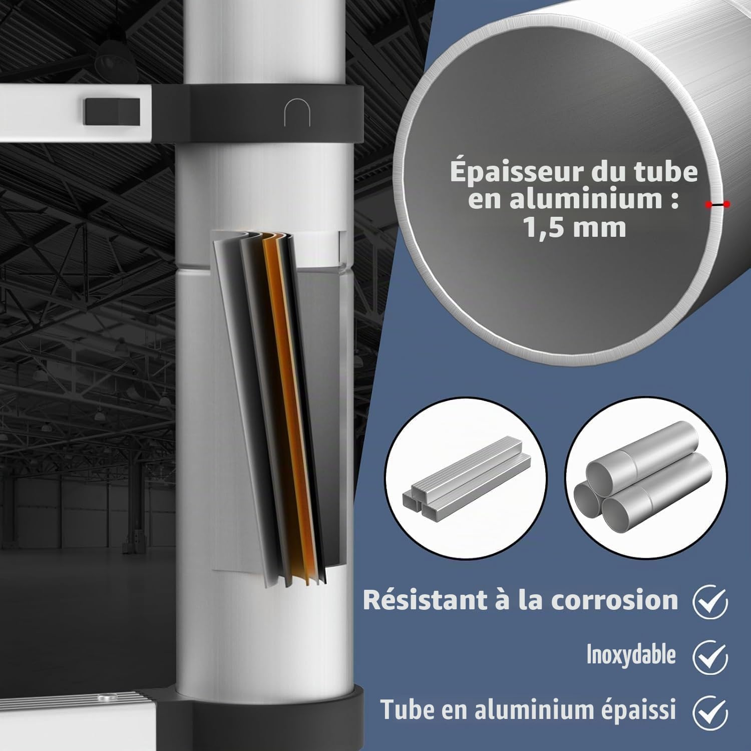 Échelle télescopique de 5 m en aluminium avec pieds antidérapants, légère et pliable, capacité de 150 kg