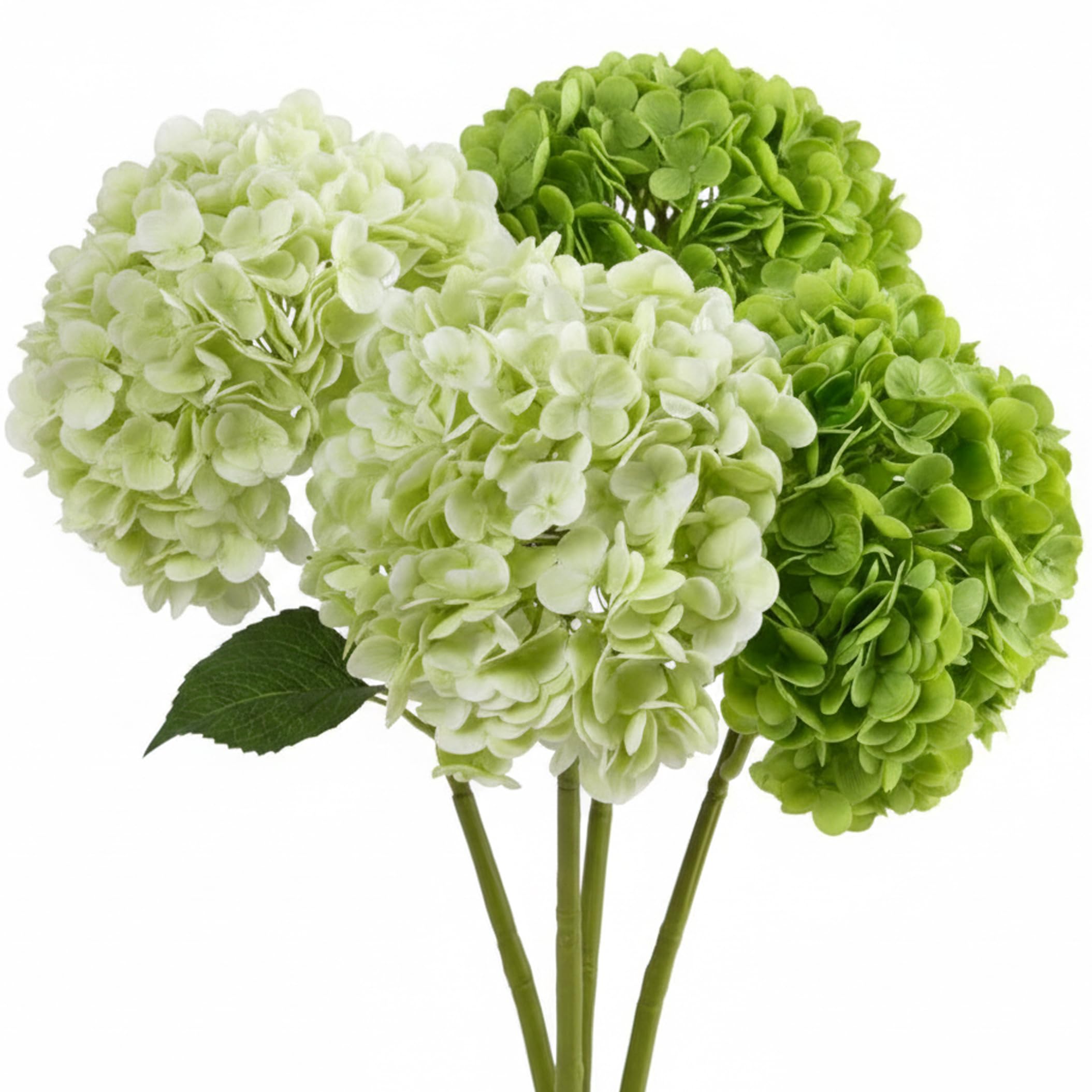 Hortensia artificiel vert 50 cm lot de 4 fleurs réalistes