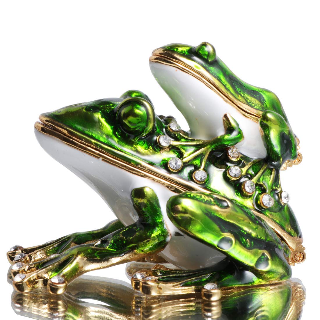 Waltz&F Child and mother tree frog Hand-Painted Trinket Box Animal Jewelrybox Figurine Collectible Ring Holder with Gift Box