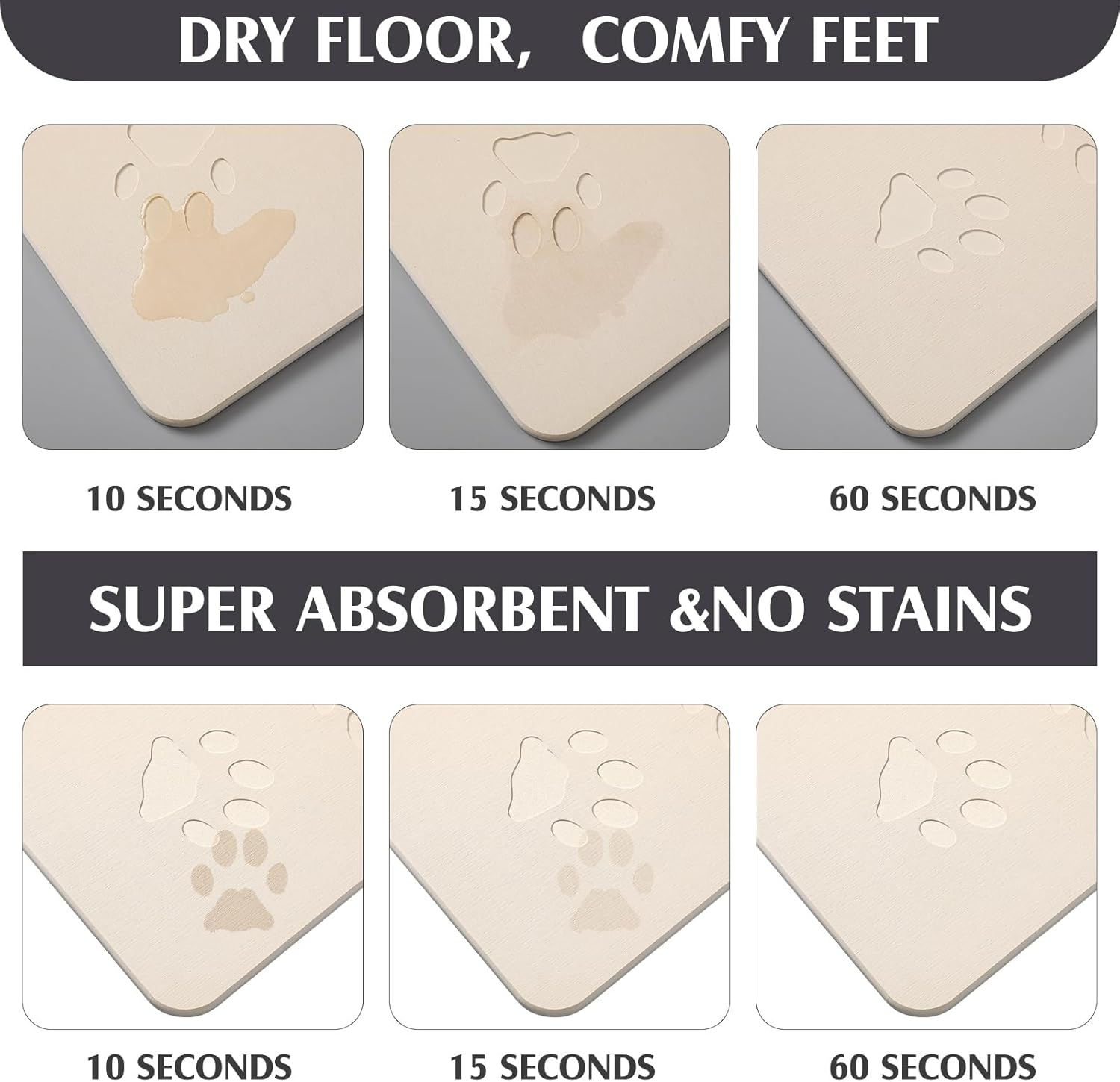 Valentine Dog Gift Stone Mat for Dog Bowl Diatomaceous Earth Absorbent Non Slip Cat Puppy Mat for Food and Water Quick Drying Easy to Clean Placemat for Bowl Dish(Beige,16 x 24 Inch) - Image 4