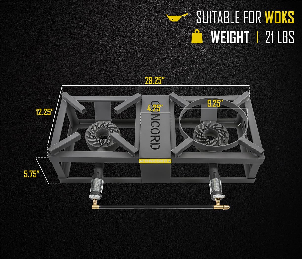 CONCORD THE BLOCK BURNER MAX Double Propane Outdoor Burner. 200,000 Total BTU. Wok Burner. Great for Home Brewing, Stir Frying, Camping, Tailgating, and More!