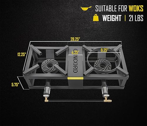 Miniatura 2 de CONCORD The Block Burner Max - Quemador doble de propano para exteriores. 200,000 BTU en total. Quemador wok. Ideal para elaboración de cerveza