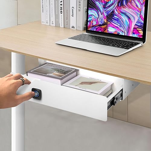 Cajón de escritorio de montaje inferior, cajón de escritorio de 16 pulgadas para debajo del escritorio, cajón extraíble montado debajo del