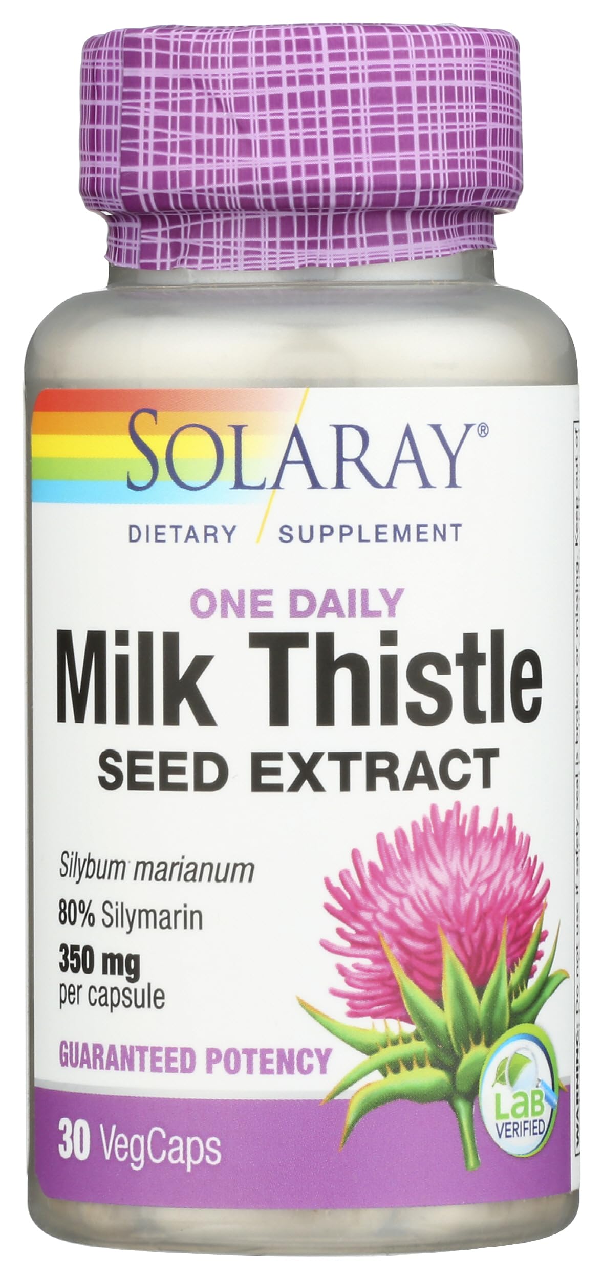Solaray One Daily Milk Thistle, 30 Caps, 0.15 Bottle
