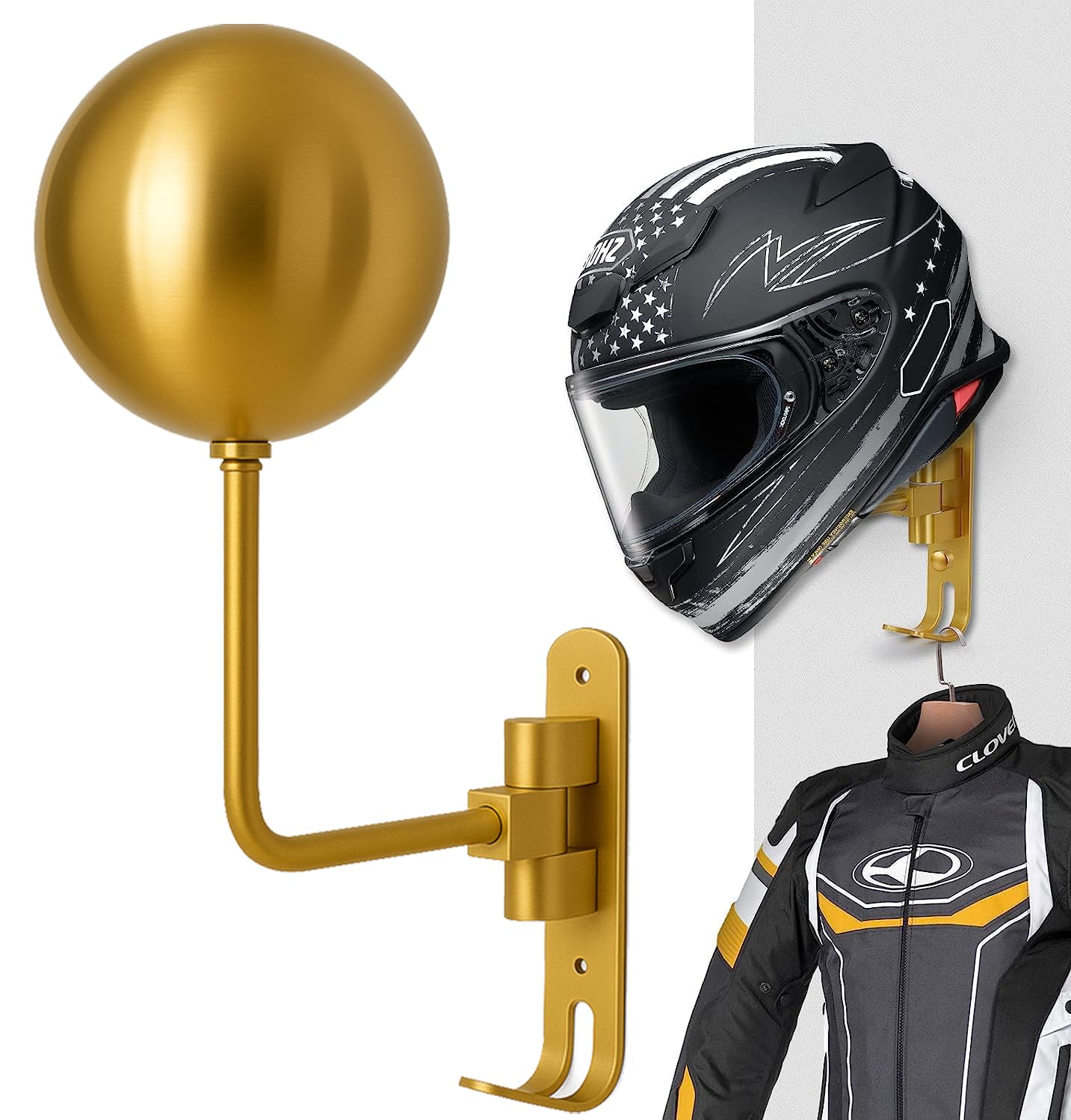 Portacasco Da Parete Motofans - In Lega Alluminio, Ganci Doppi, Ruotabile 180°, Per Caschi E Cappotti - Foto 5