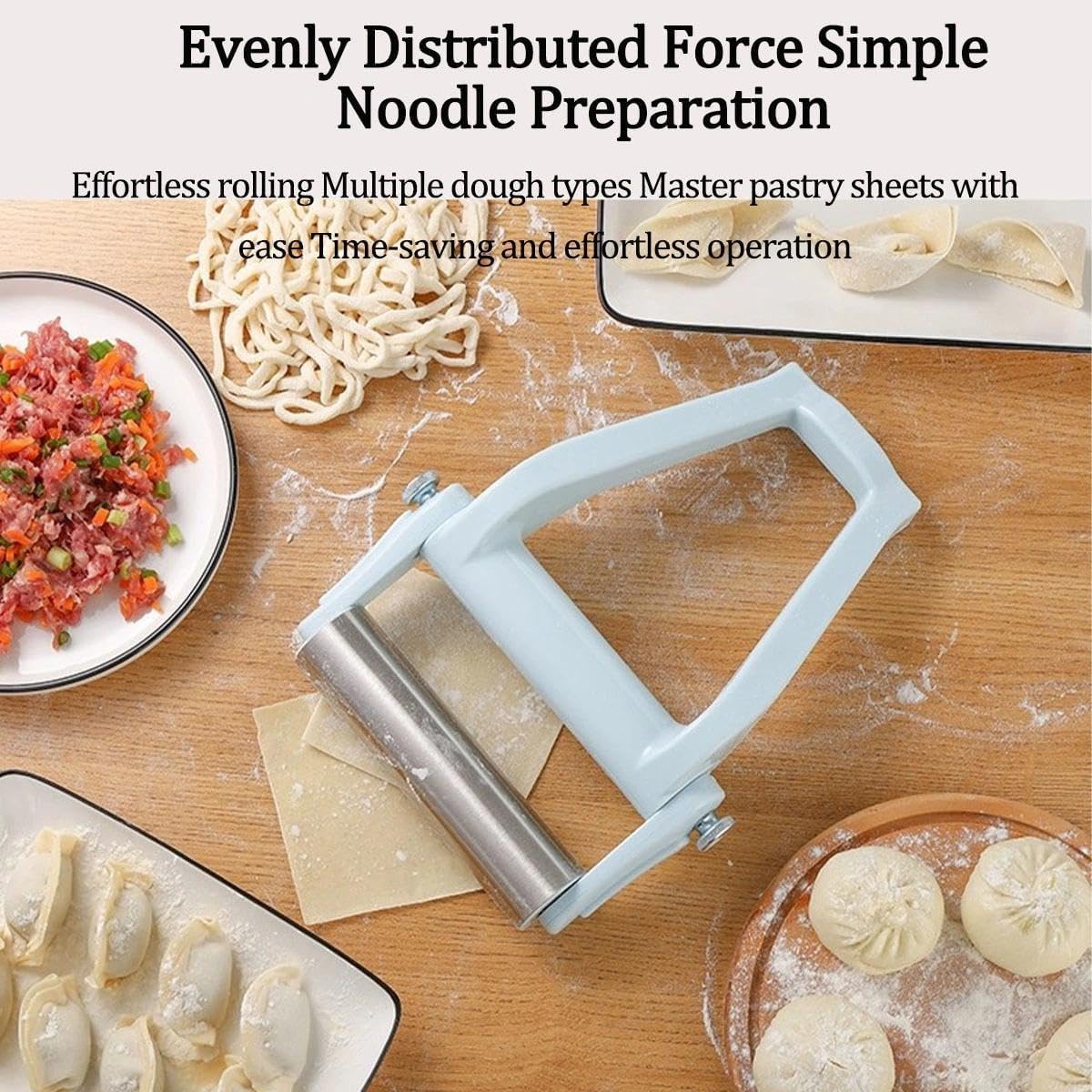 Rolling Pin Adjustable Angle With Handle, Non-Stick Stainless Steel, Smooth Kitchen Tool For Baking Pizza Pastry Bread Pasta Cakes
