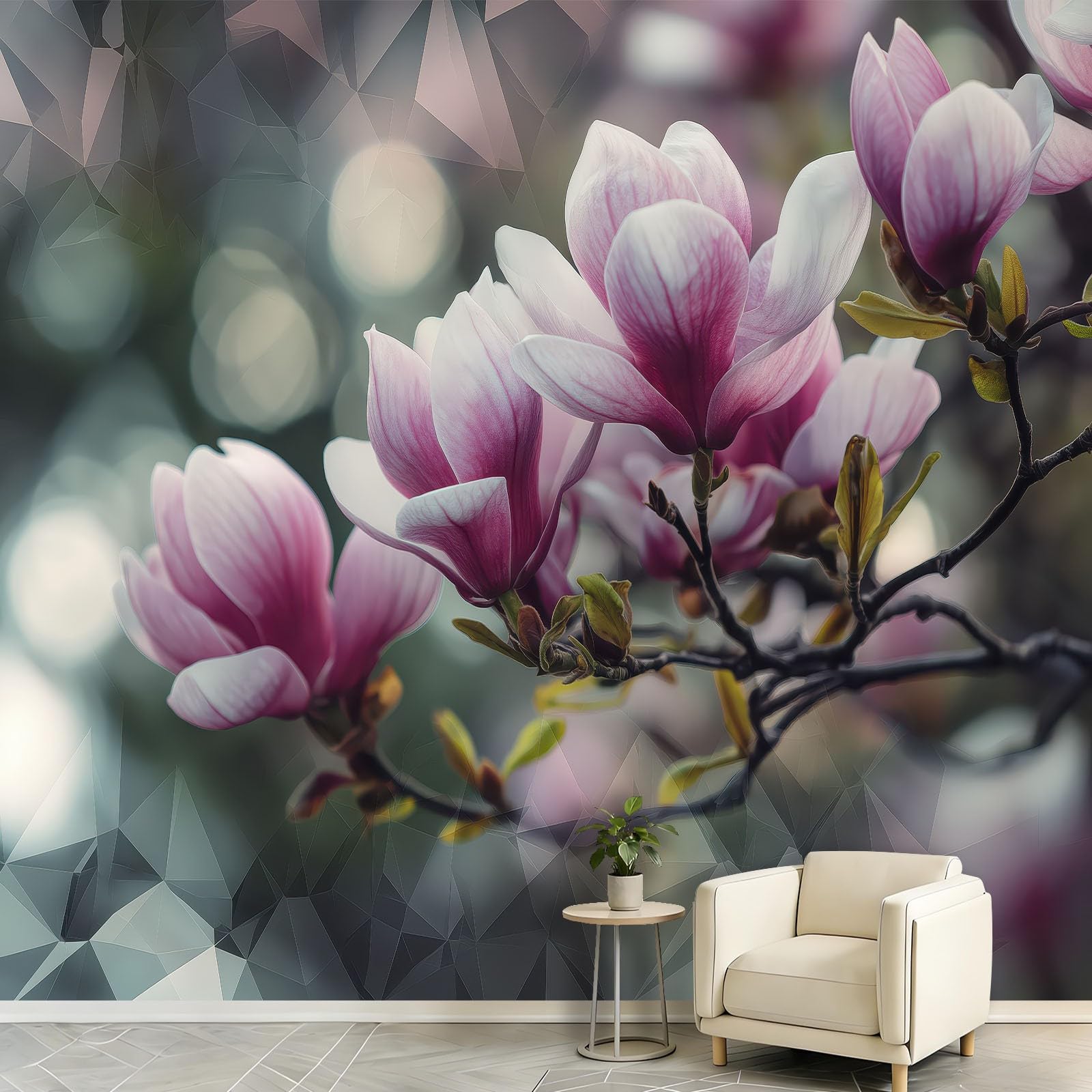 Générique Tapeta z włókniny - kwiatowe gałęzie Magnolia 250x175cm Naturalny krajobraz Panoramiczna ściana 3D XXL - Gobelin fotograficzny - Dekoracja ścienna do salonu, sypialni