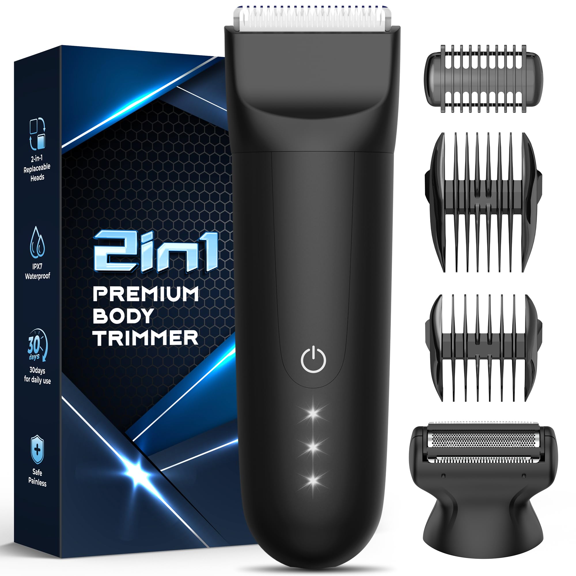Afeitadora Corporal Masculina Depiladora Corporal Hombre: IFANZETECH Maquina Depilar Hombre con 2 Cuchilla Cerámica Desmontable para Axilas, Pecho, Piernas y Genitales, IPX7 Impermeable, Seco y Húmedo