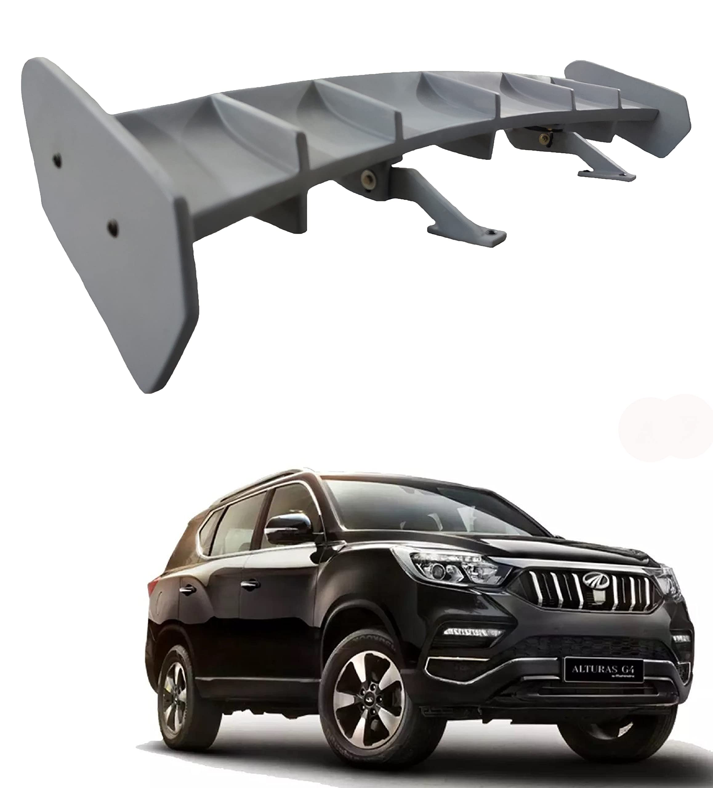 Back2Tracks - B2T AUTOMOTIVE® Car Spoiler Compatible with Mahindra Alturas G4 (Unpainted - Ps Grey color) Car Spoiler with Light Weight Fiber Reinforced Plastic (FRP) Drilling Required.