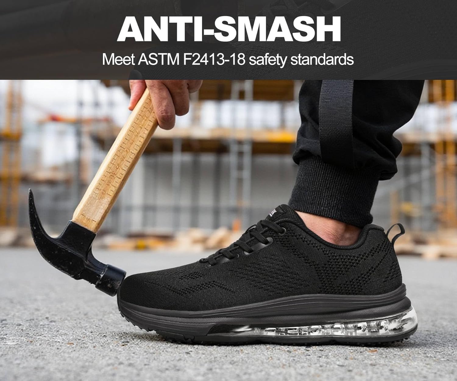 LARNMERN Steel Toe Shoes for Men Non Slip Safety Sneakers Comfortable Indestructible Work Tennis Shoe - Image 4