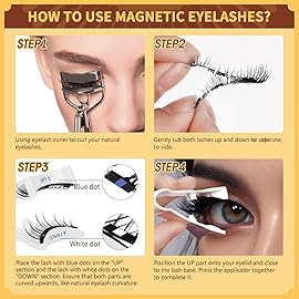QUEWEL 2 Pair Magnetic Eyelashes Reusable Magnetic Eyelashes with Applicator No Glue Needed Eyelashes Natural Look Lash Clusters Kit Easy to Wear and Remove(B+I03)