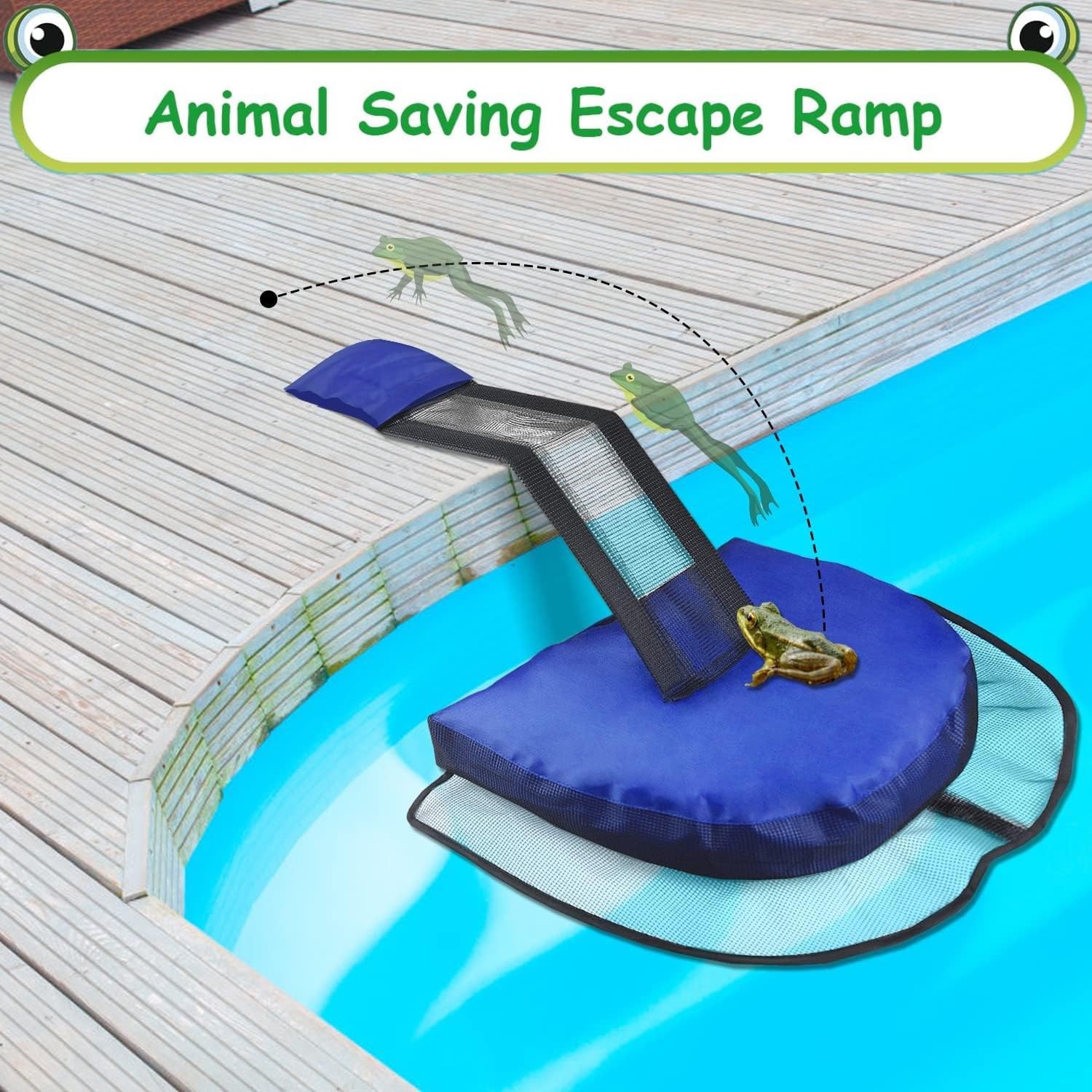 2 Piezas Rampa de Escape de Animales para Piscina, Almohadilla De Escalera De Escape Inflable, Rampas de Escape para Mascotas, Para Salvar Ranas y Todos Animales Pequeños Que Ingresan Piscina (2)