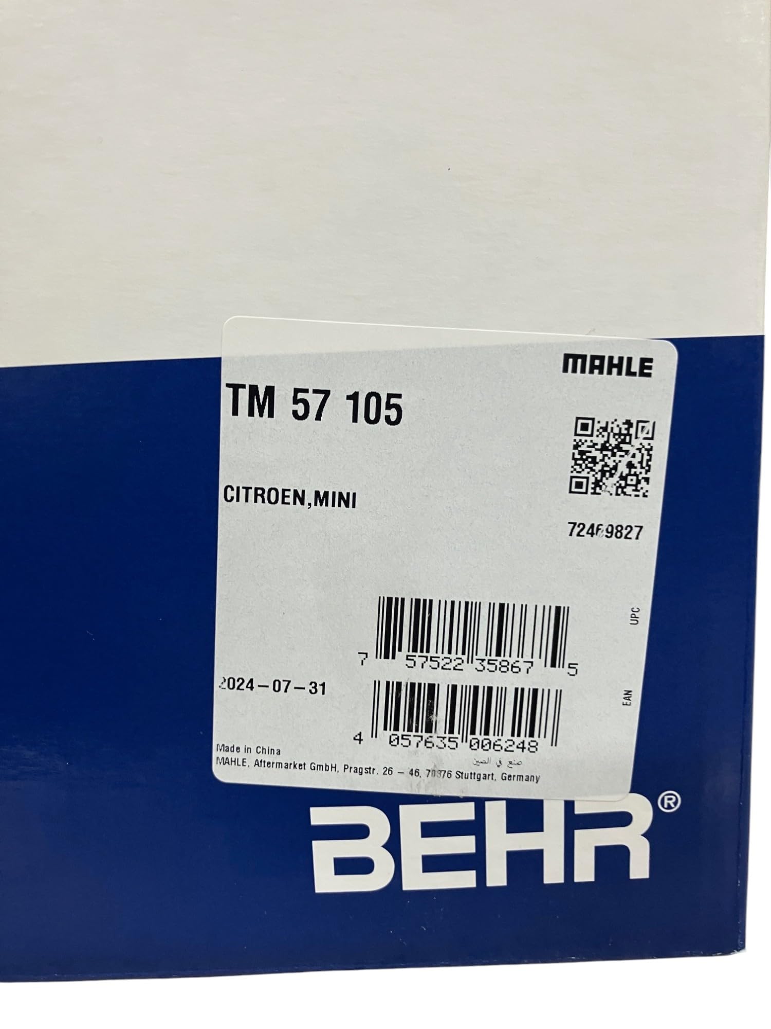 TM 57 105 MAHLE 71005470 Thermostaat, koelvloeistof