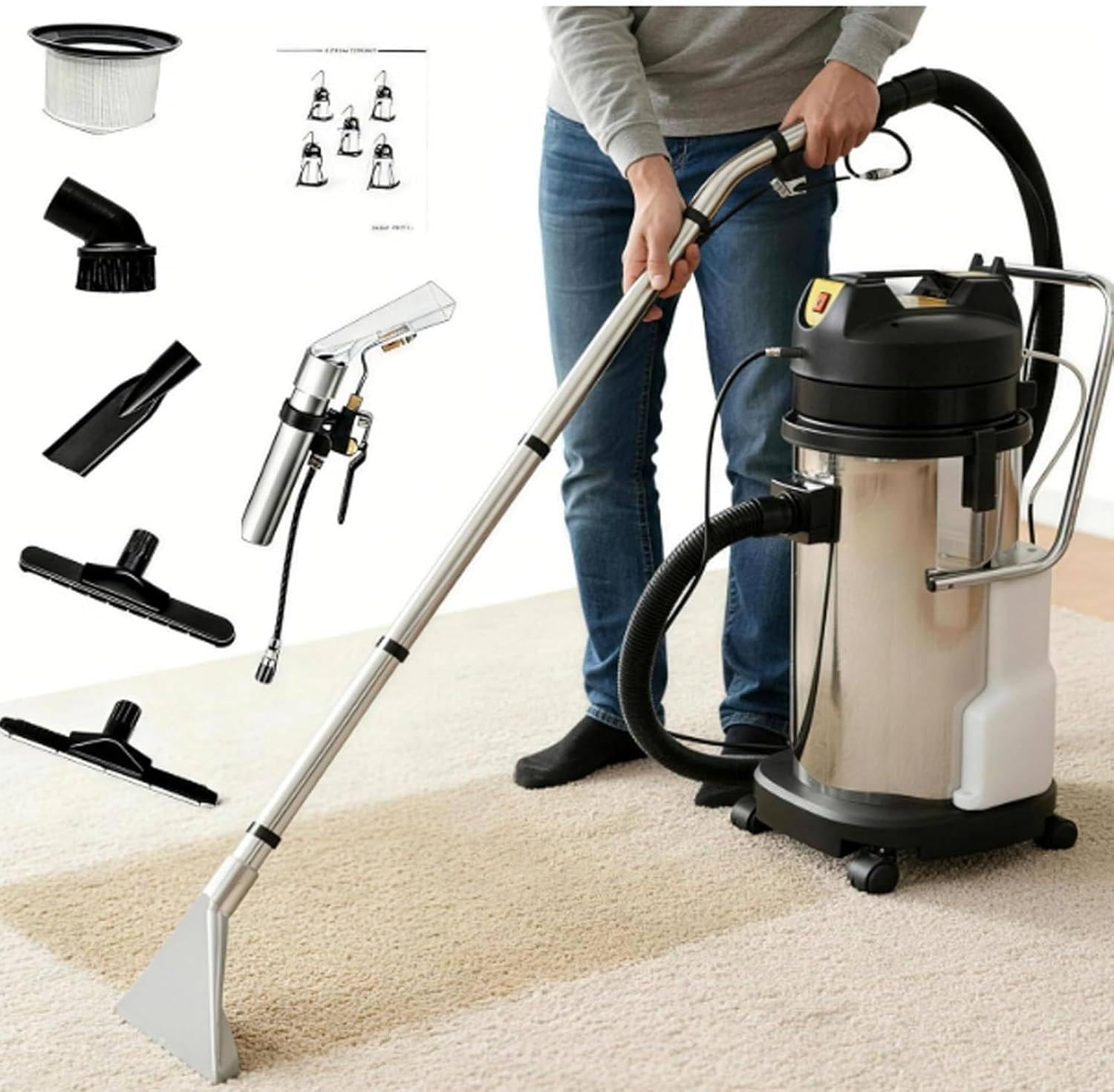 Gewerbliche Teppichreinigungsmaschine, 3-in-1 Nass-Trockensauger 40L