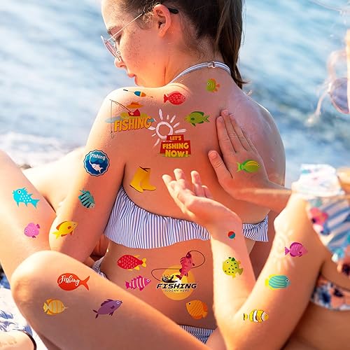 Miniatura 5 de Glenmal Ocean 680 tatuajes temporales de animales para niños, peces del océano, decoración de fiesta de cumpleaños, suministros para niños y niñas,