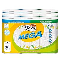 Foxy Mega | Asciugatutto Lunga Durata 18 Rotoli | 95 Strappi Per Rotolo | Decorato|