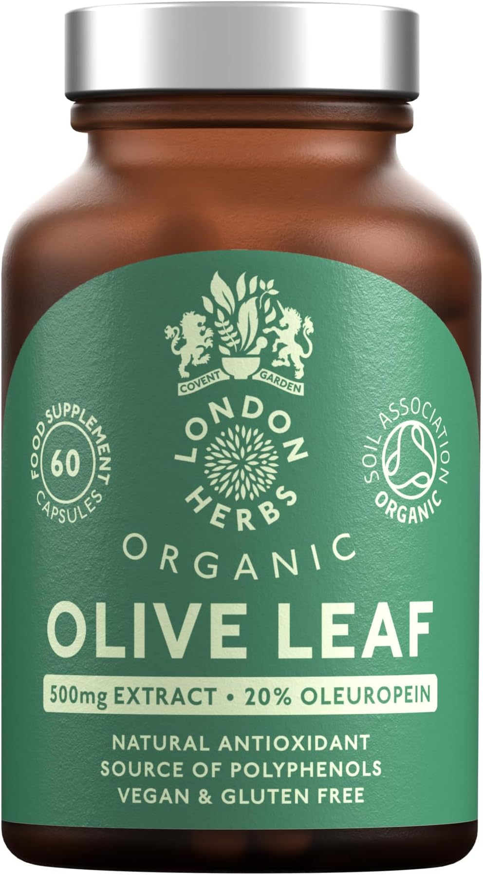Organic Olive Leaf Extract 500mg | Standardised for 20% Oleuropein | 60 Vegan Capsules | Made in The UK